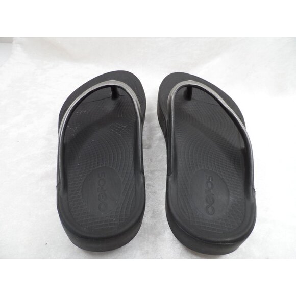 OOFOS Womens OOlala Lightweight Recovery Thong Flip-Flops  Black & Silver Size 5 - Picture 5 of 7